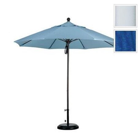 California Umbrella California Umbrella ALTO908170-F03 9 ft. Fiberglass Pulley Open Market Umbrella - Matted White and Olefin-Pacific Blue ALTO908170-F03